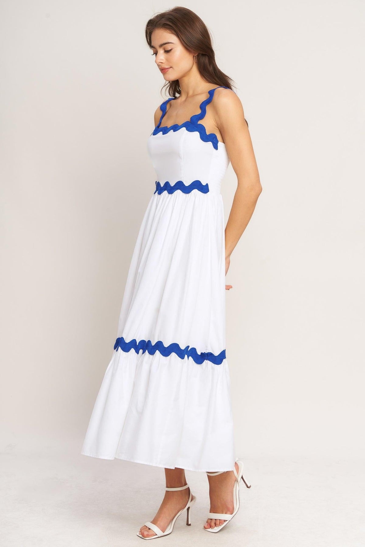 SANTORINI WAVES WOVEN MIDI DRESS