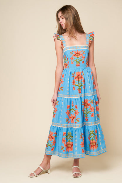 LOVELIEST MUSE IVORY WOVEN MIDI DRESS