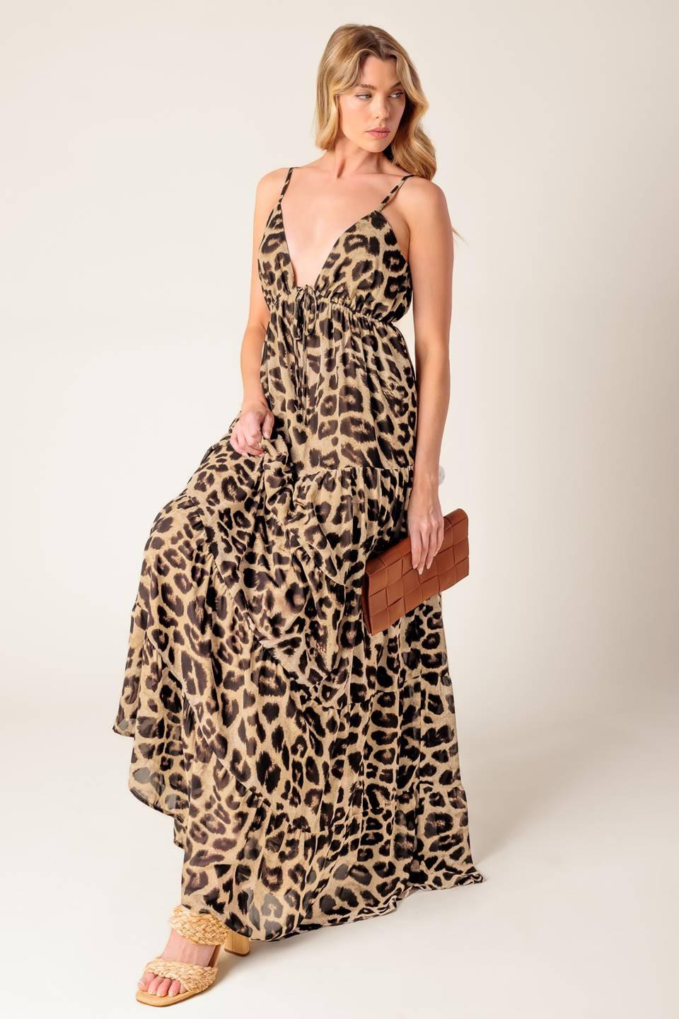 VESTIDO MAXI TEJIDO DE LEOPARDO BEACH BUM