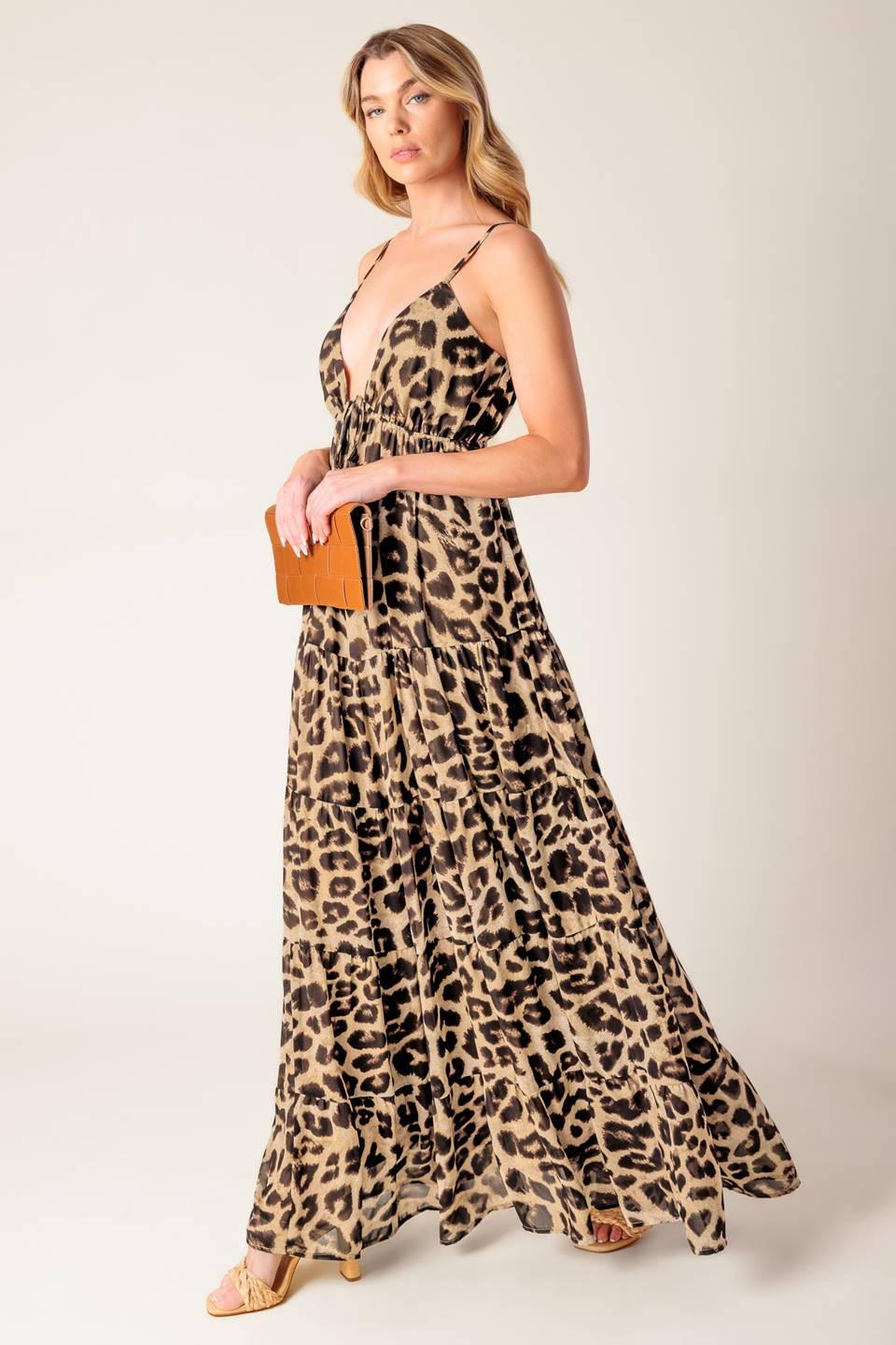 VESTIDO MAXI TEJIDO DE LEOPARDO BEACH BUM