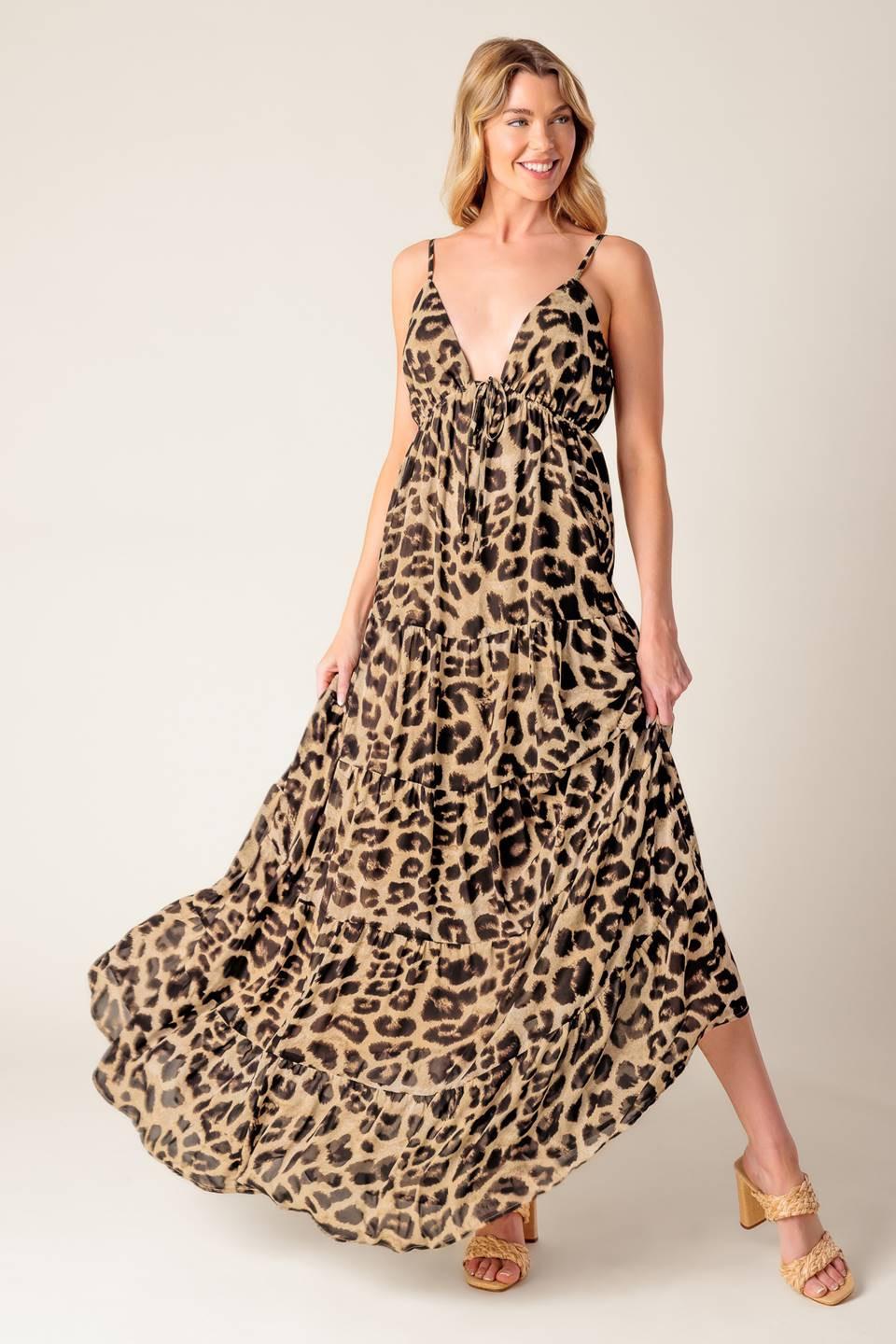 VESTIDO MAXI TEJIDO DE LEOPARDO BEACH BUM