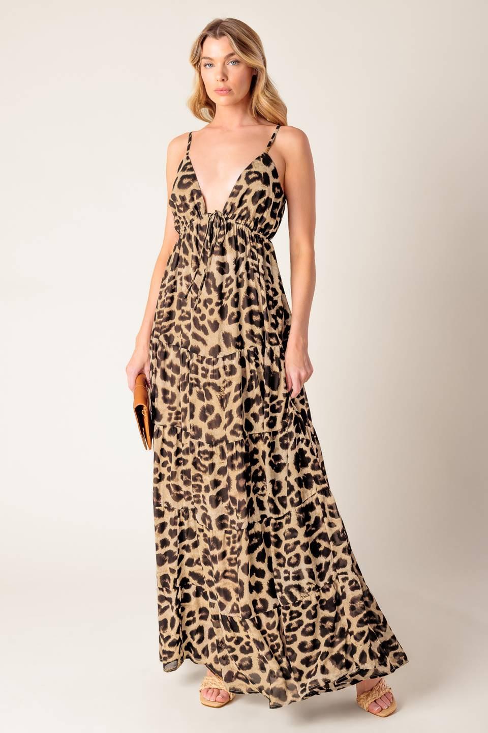 VESTIDO MAXI TEJIDO DE LEOPARDO BEACH BUM