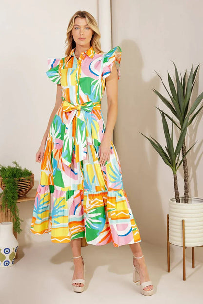 TOO MUCH TO BEAR WOVEN MIDI DRESS