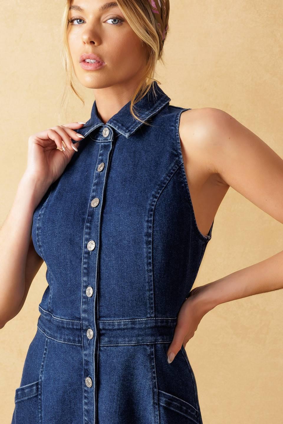 COOL GIRL DENIM MIDI DRESS