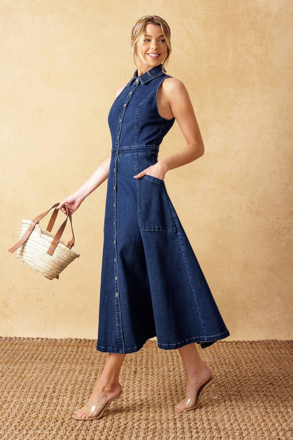 COOL GIRL DENIM MIDI DRESS