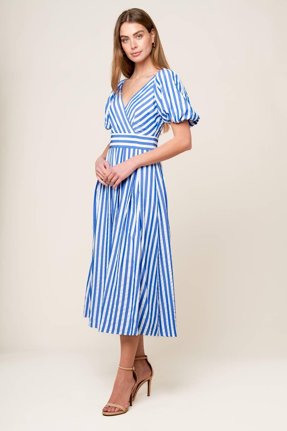 VESTIDO MIDI AZUL TEJIDO SUNSET STEPS