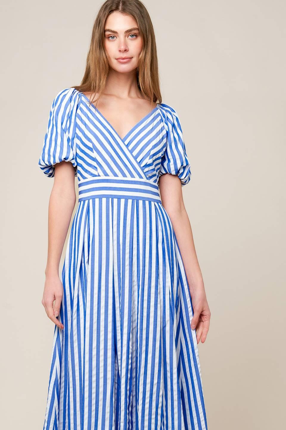 VESTIDO MIDI AZUL TEJIDO SUNSET STEPS