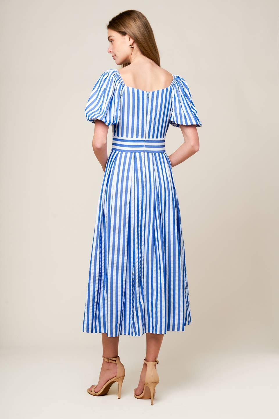 VESTIDO MIDI AZUL TEJIDO SUNSET STEPS