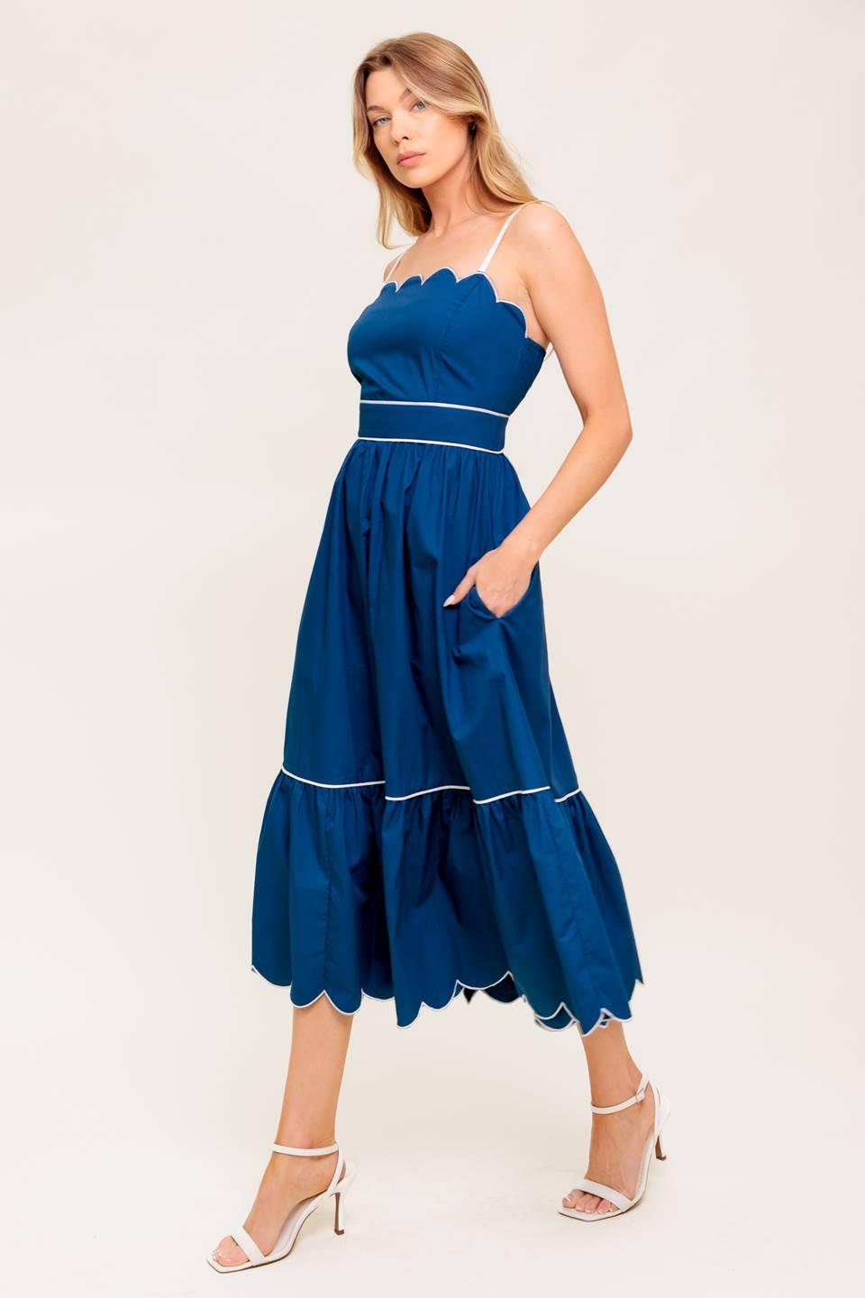 VESTIDO MIDI TEJIDO AZUL MARINO RÚSTICO DREAM