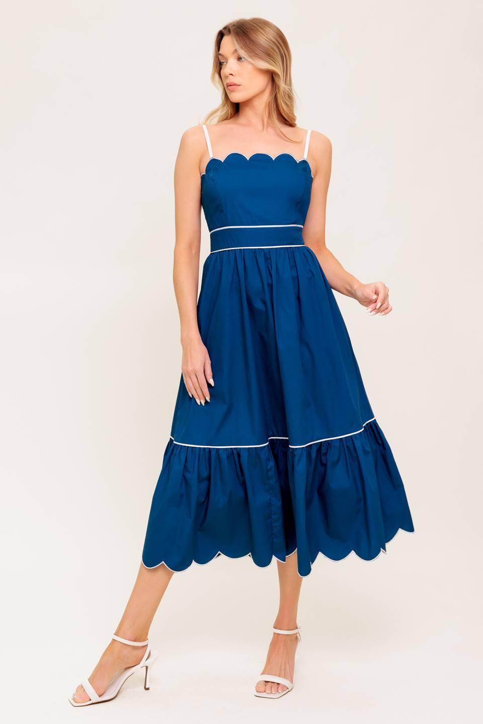 VESTIDO MIDI TEJIDO AZUL MARINO RÚSTICO DREAM