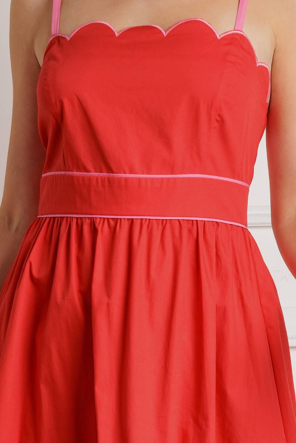 RUSTIC DREAM RED WOVEN MIDI DRESS