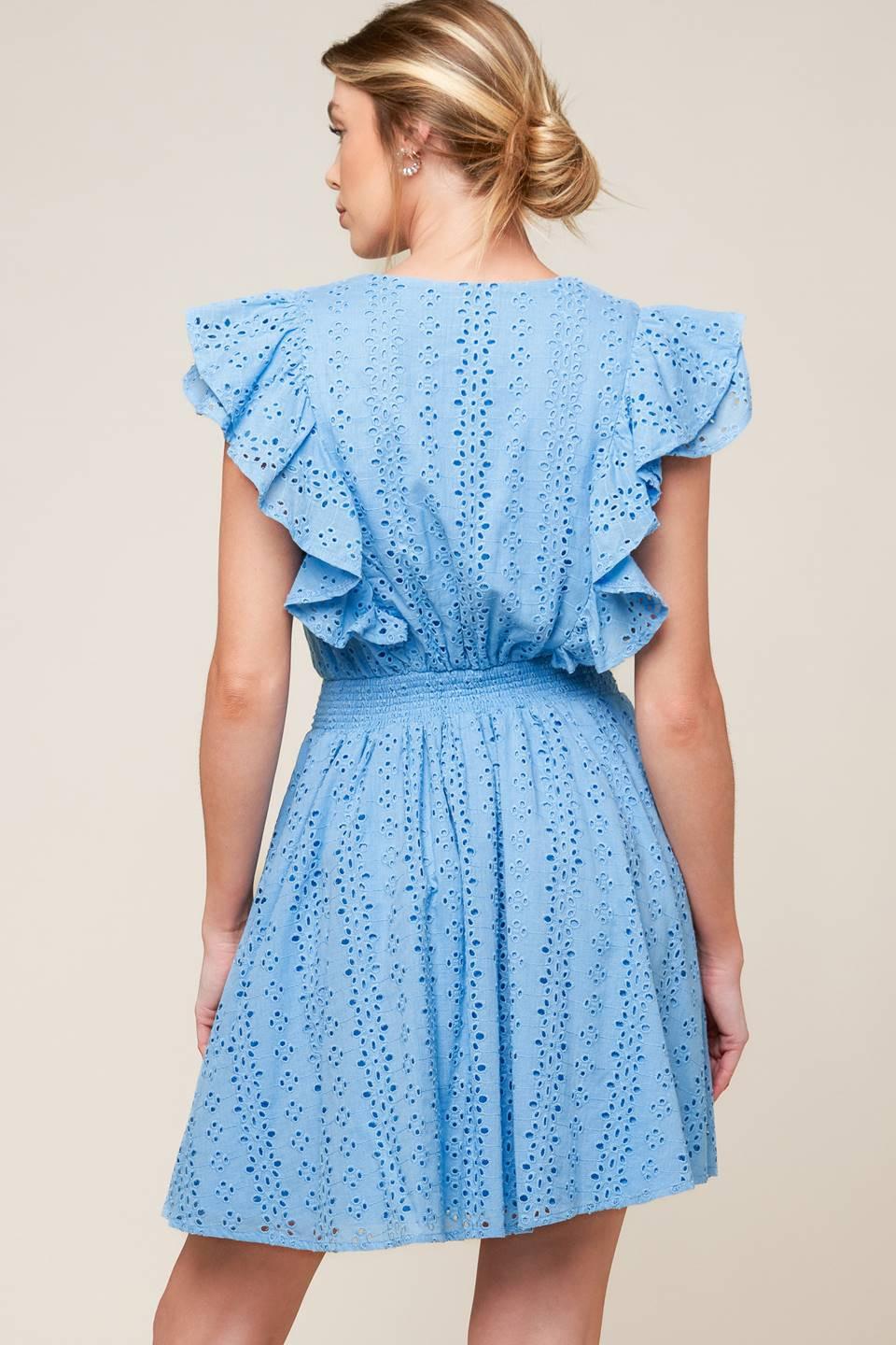 VESTIDO MINI TEJIDO AZUL CELESTE KEEP ME CLOSE