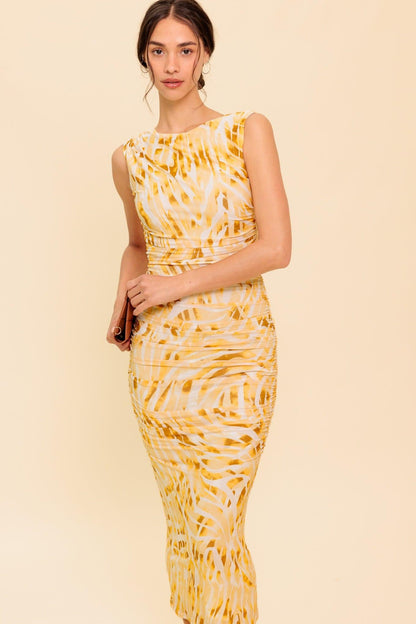 SWEET AS EVER POWER MESH BODYCON MIDI DRESS