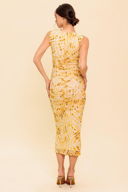 SWEET AS EVER POWER MESH BODYCON MIDI DRESS