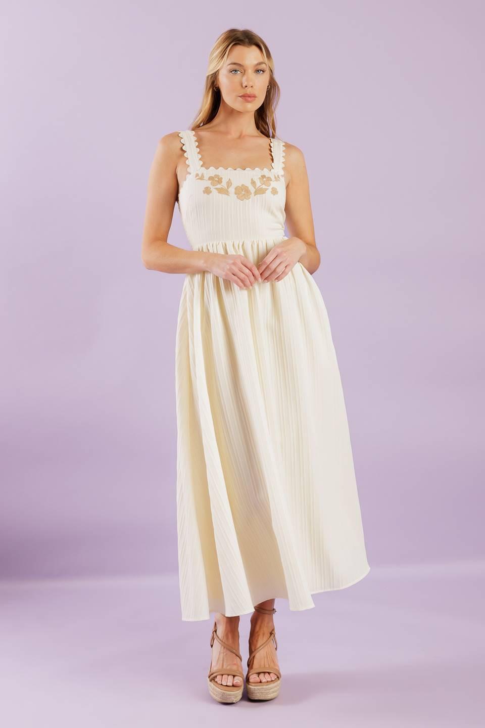 VESTIDO MIDI TEJIDO CREMA TOTAL CRUSH
