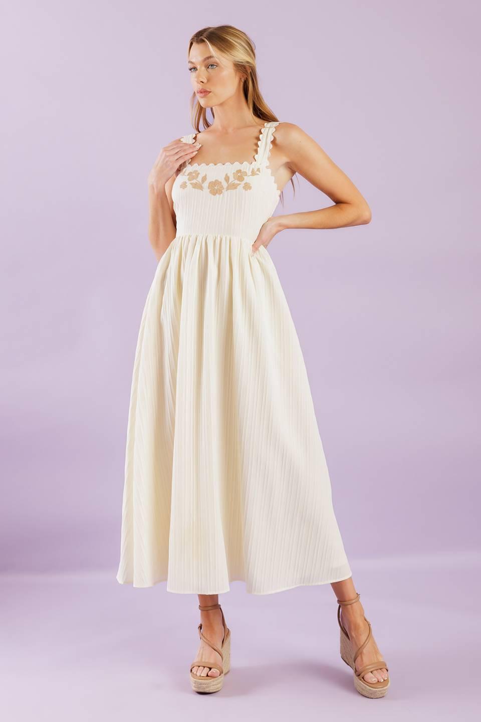 VESTIDO MIDI TEJIDO CREMA TOTAL CRUSH