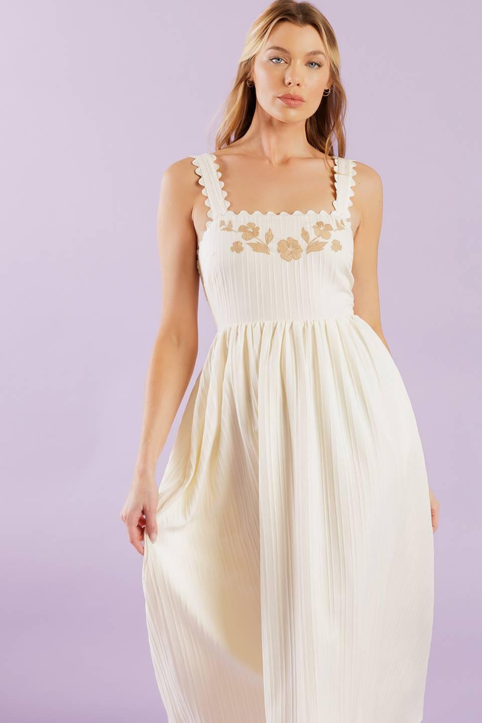 VESTIDO MIDI TEJIDO CREMA TOTAL CRUSH