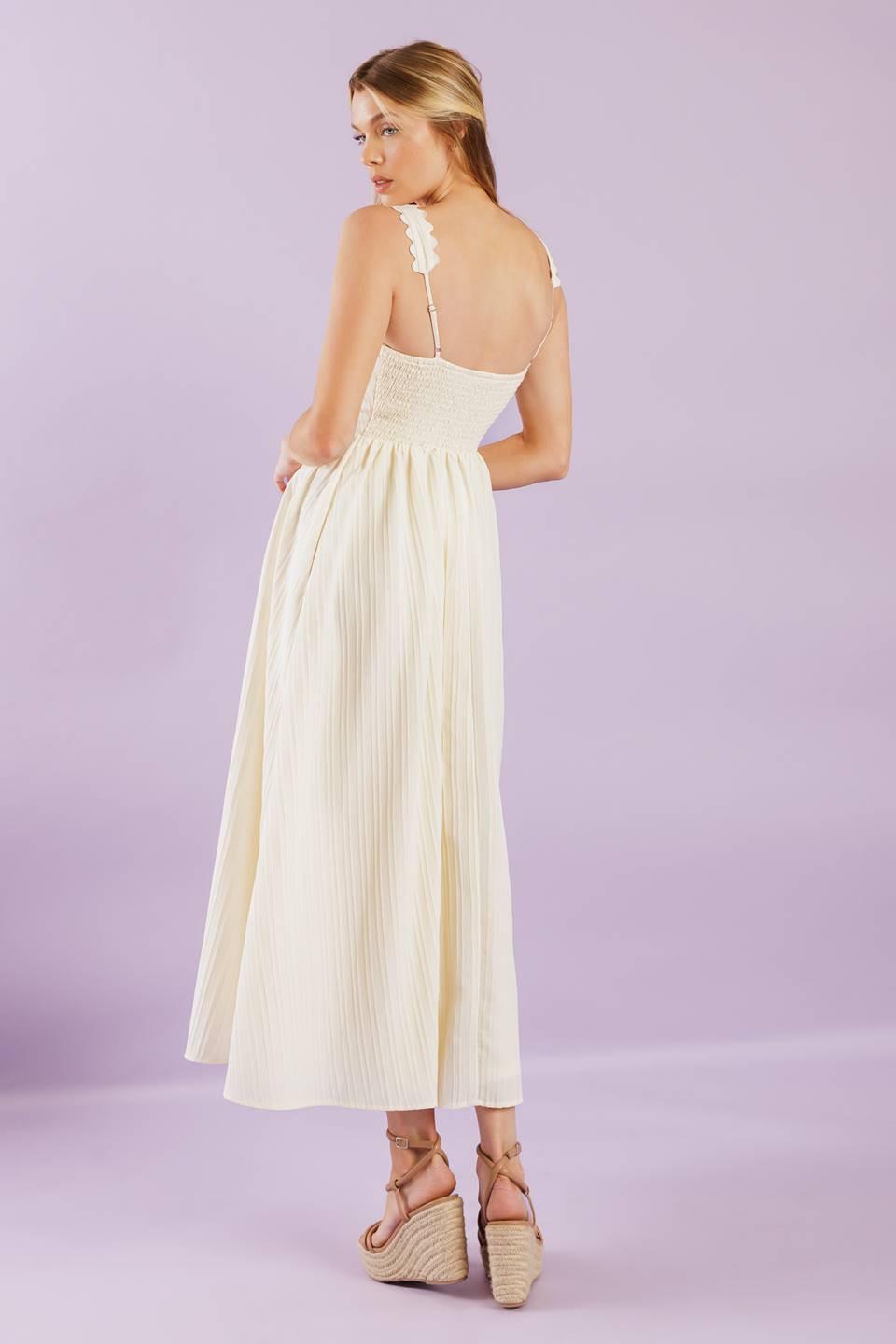 VESTIDO MIDI TEJIDO CREMA TOTAL CRUSH