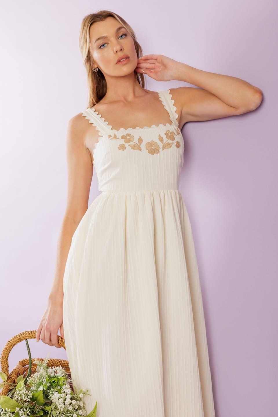 VESTIDO MIDI TEJIDO CREMA TOTAL CRUSH
