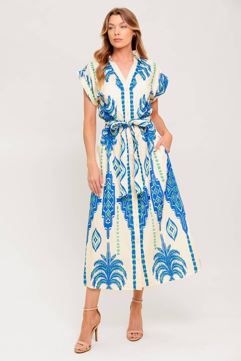 VESTIDO MIDI AZUL TEJIDO DE VOZ SUAVE