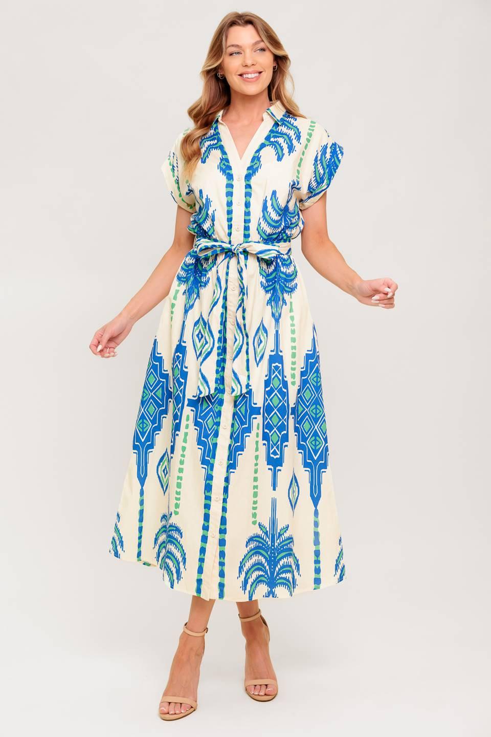VESTIDO MIDI AZUL TEJIDO DE VOZ SUAVE