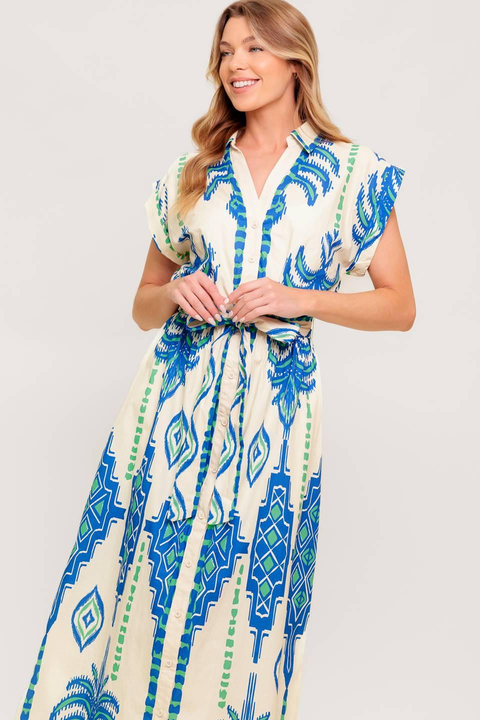 VESTIDO MIDI AZUL TEJIDO DE VOZ SUAVE