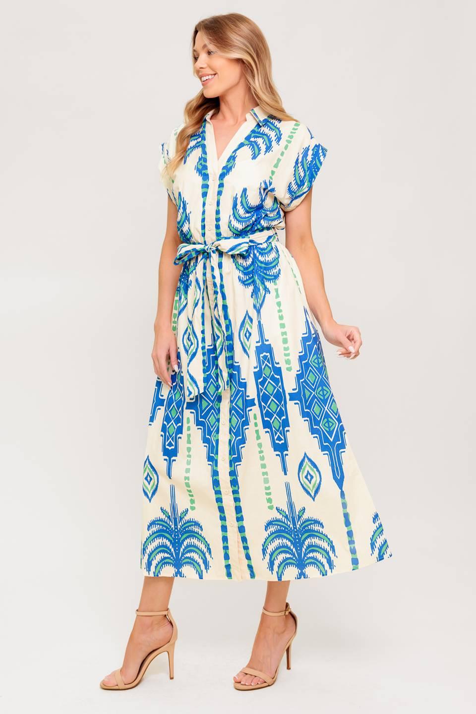 VESTIDO MIDI AZUL TEJIDO DE VOZ SUAVE