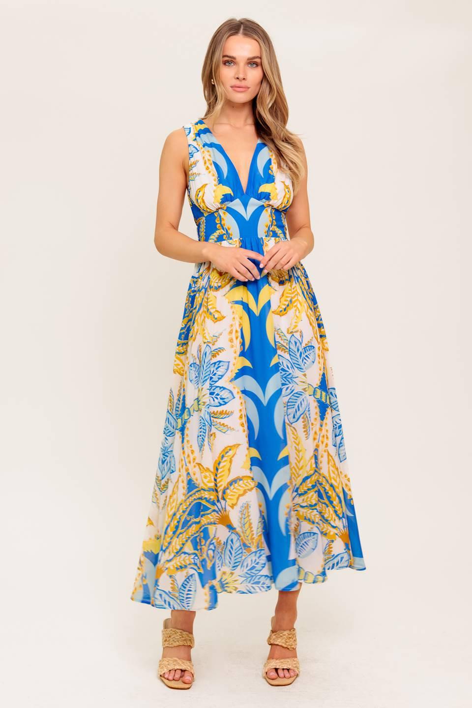 VESTIDO MIDI TEJIDO AZUL SUAVE PRADERA
