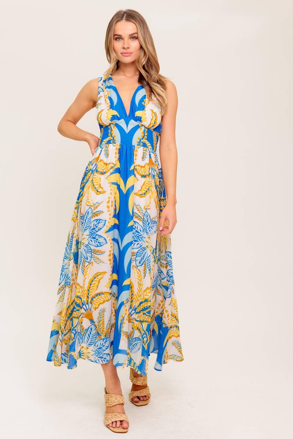 VESTIDO MIDI TEJIDO AZUL SUAVE PRADERA