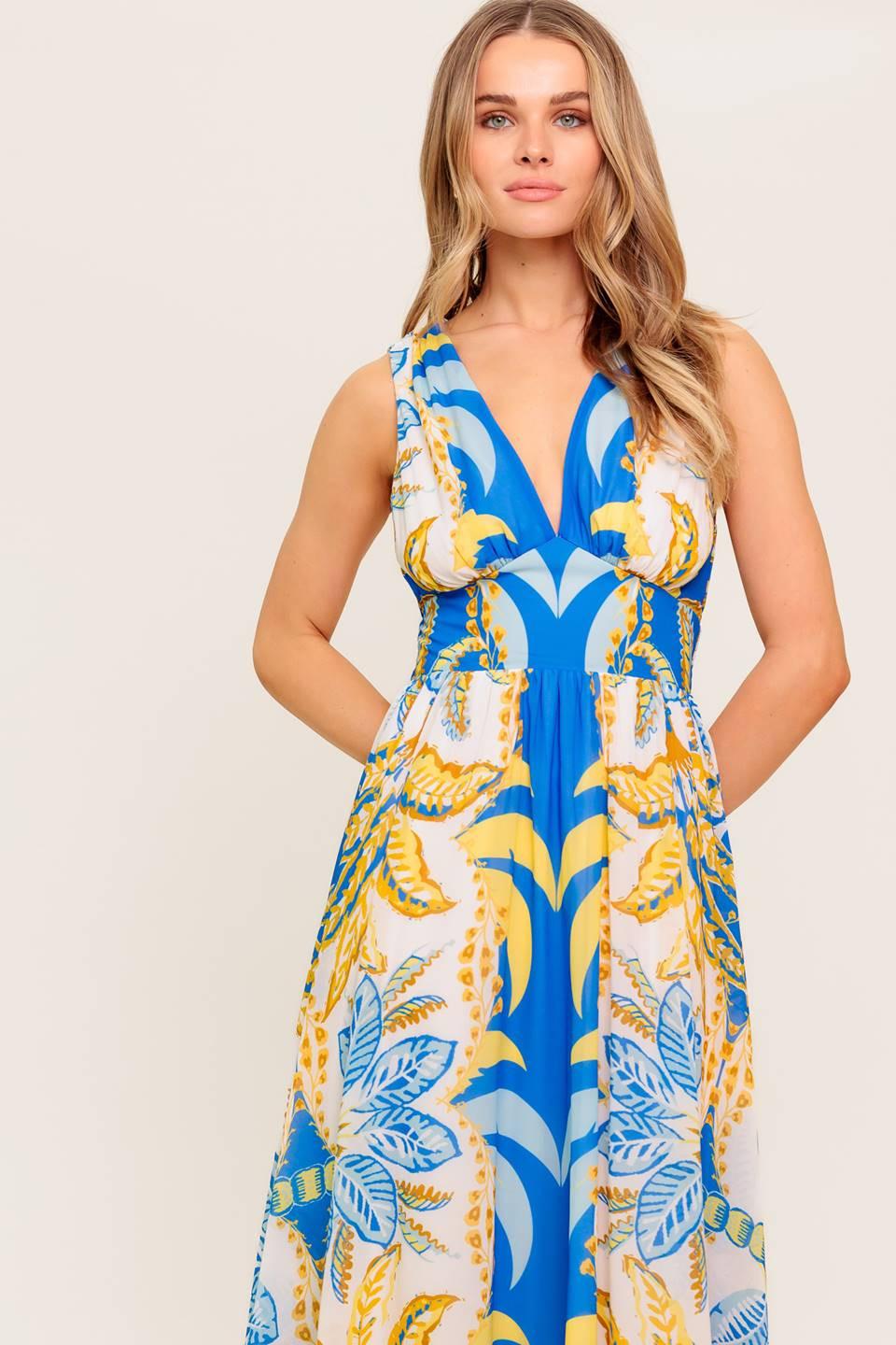 VESTIDO MIDI TEJIDO AZUL SUAVE PRADERA