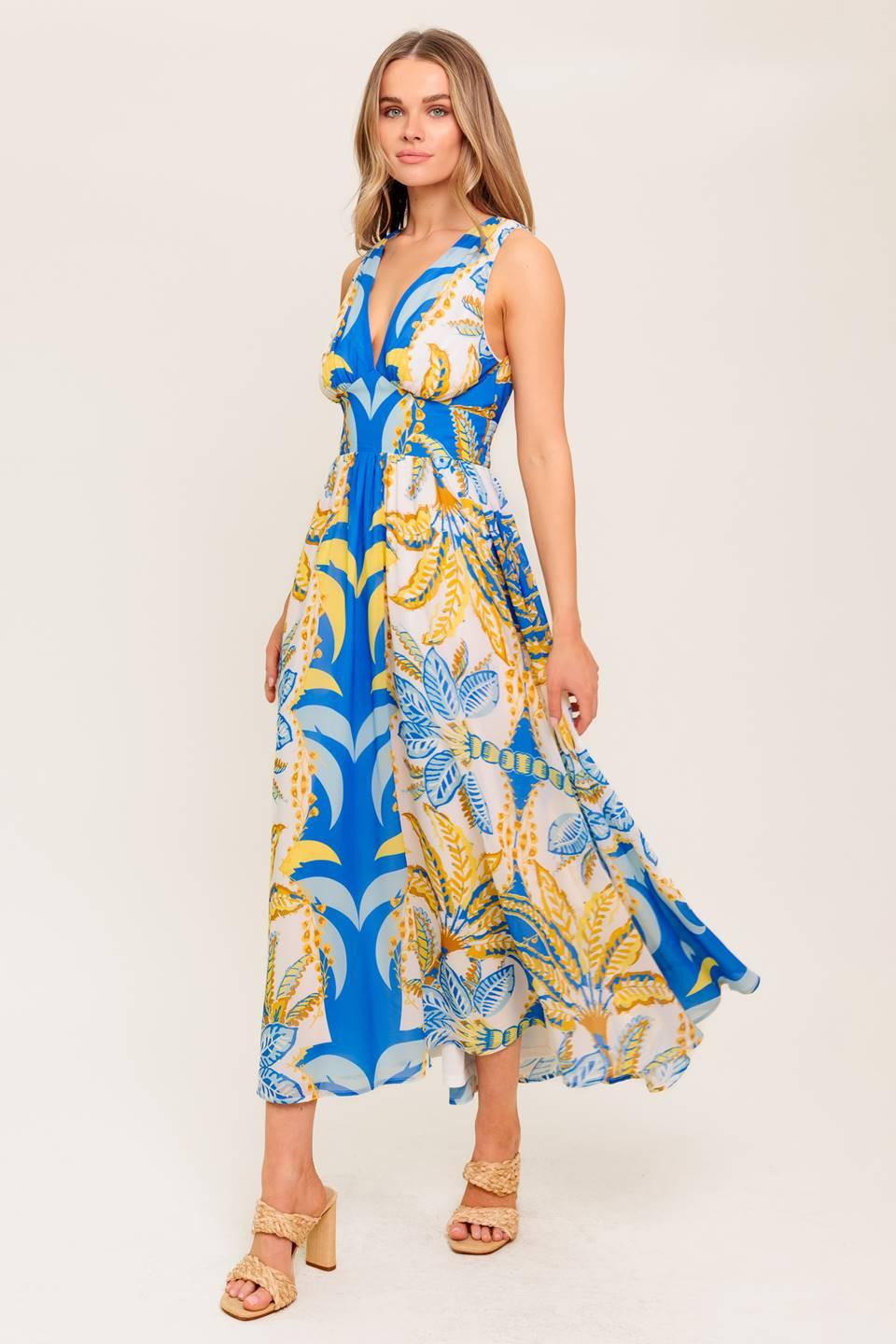 VESTIDO MIDI TEJIDO AZUL SUAVE PRADERA