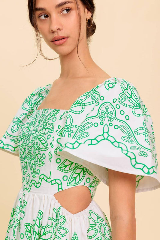SHE'S A VISION WOVEN MIDI DRESS