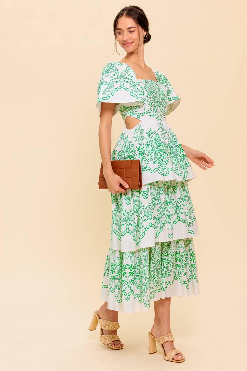 SHE'S A VISION WOVEN MIDI DRESS