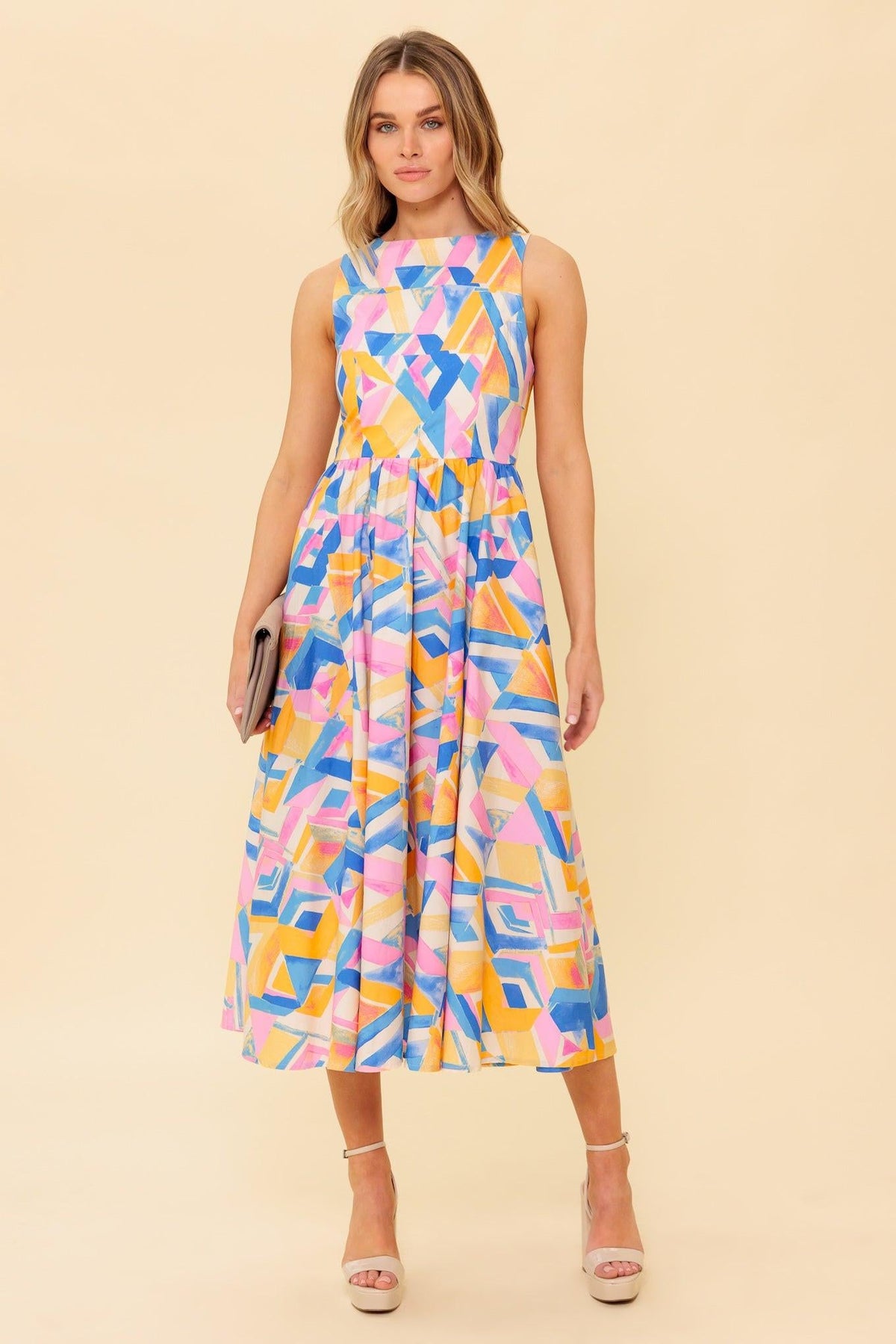 PATTON PARK BLUE WOVEN MIDI DRESS