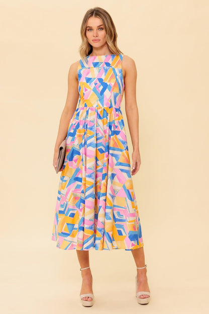 PATTON PARK BLUE WOVEN MIDI DRESS