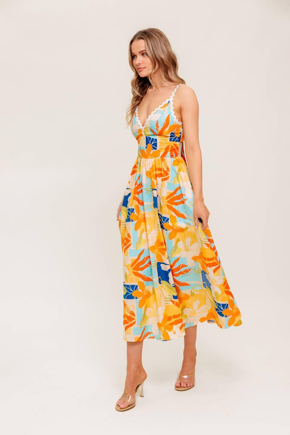 DAWN PETAL KISS WOVEN MIDI DRESS