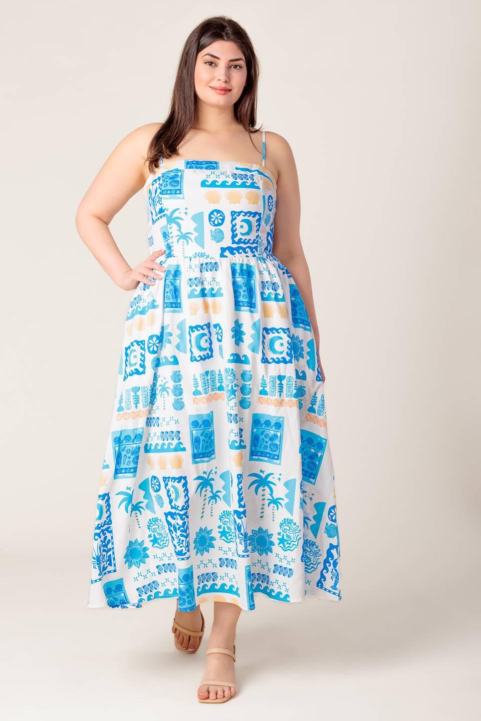 VESTIDO MIDI AZUL TEJIDO DE NIÑA DE LAS FLORES