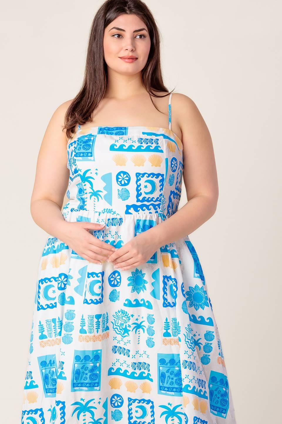 VESTIDO MIDI AZUL TEJIDO DE NIÑA DE LAS FLORES