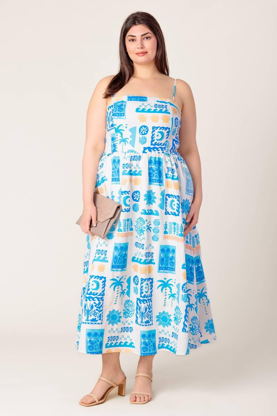 VESTIDO MIDI AZUL TEJIDO DE NIÑA DE LAS FLORES