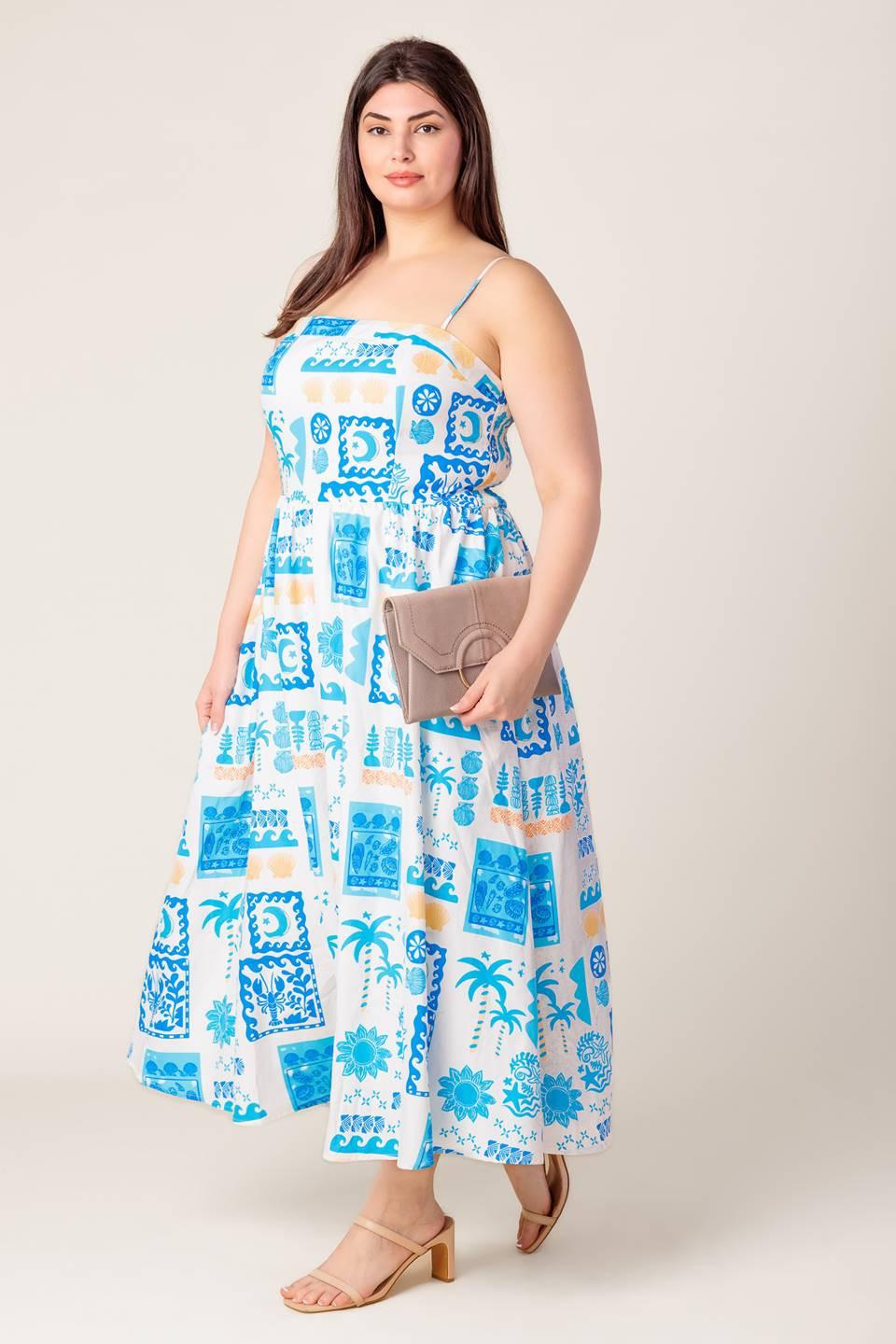 VESTIDO MIDI AZUL TEJIDO DE NIÑA DE LAS FLORES