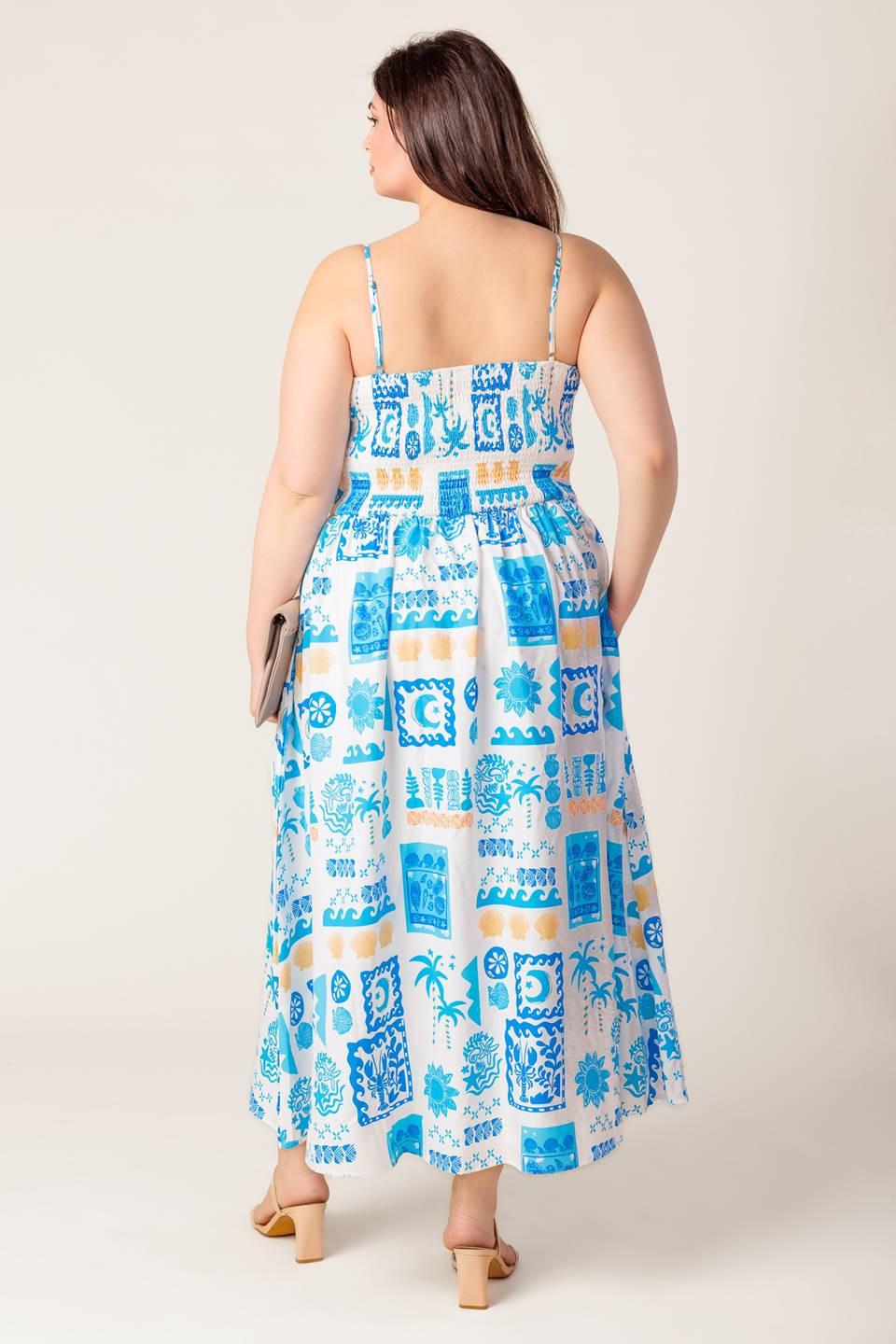 VESTIDO MIDI AZUL TEJIDO DE NIÑA DE LAS FLORES