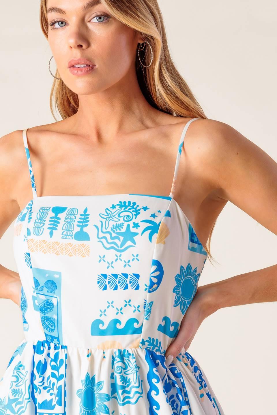 VESTIDO MIDI AZUL TEJIDO DE NIÑA DE LAS FLORES