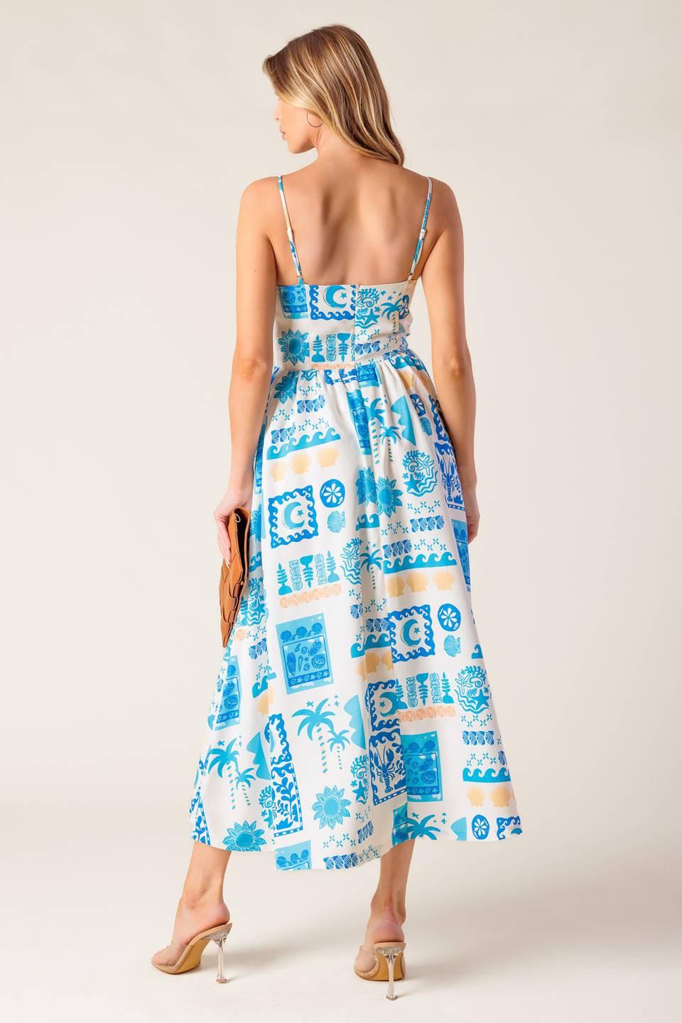 VESTIDO MIDI AZUL TEJIDO DE NIÑA DE LAS FLORES