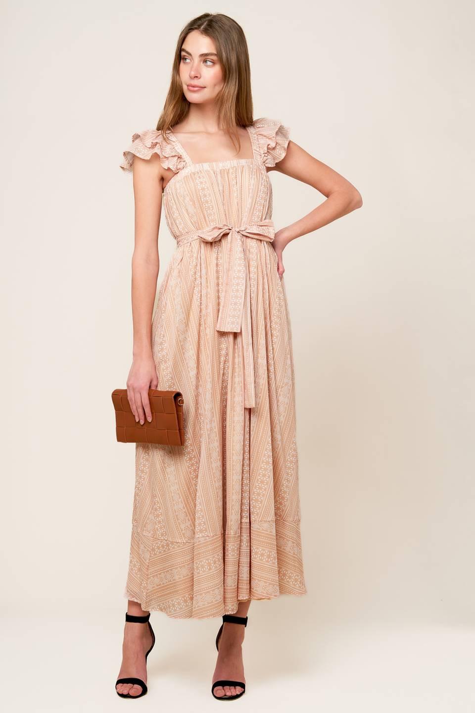 VESTIDO MIDI CON TEJIDO DE CAMPOS DE FROLIC