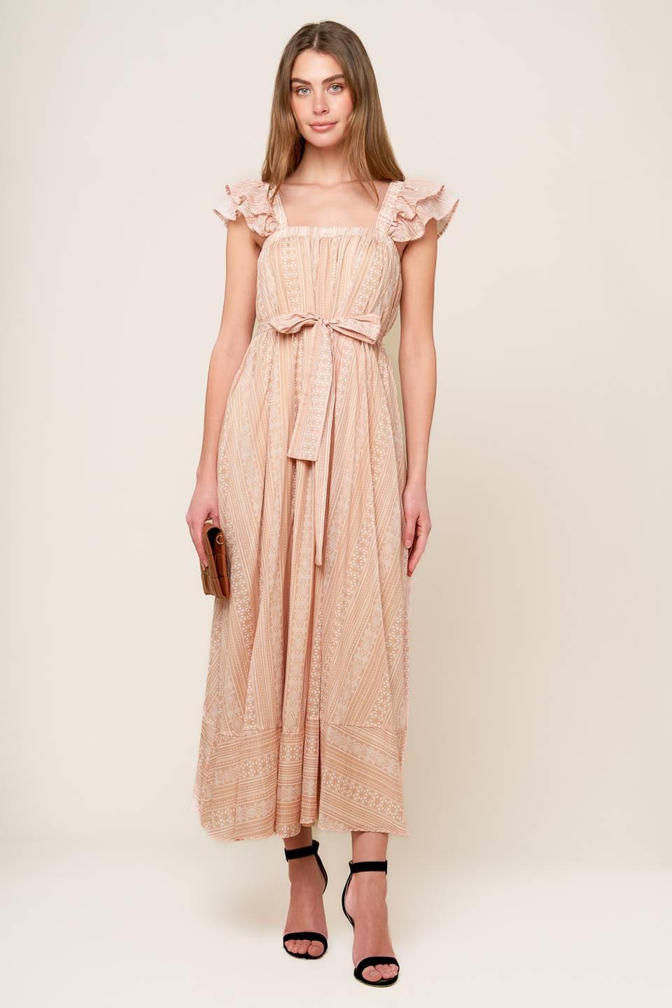 VESTIDO MIDI CON TEJIDO DE CAMPOS DE FROLIC