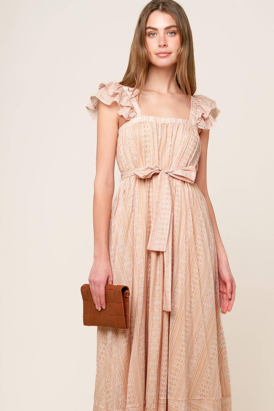 VESTIDO MIDI CON TEJIDO DE CAMPOS DE FROLIC