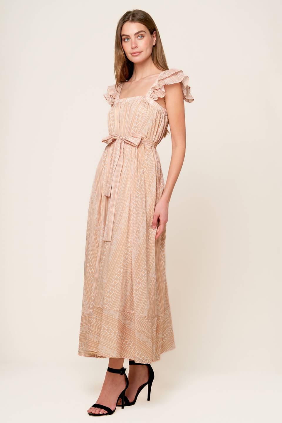VESTIDO MIDI CON TEJIDO DE CAMPOS DE FROLIC