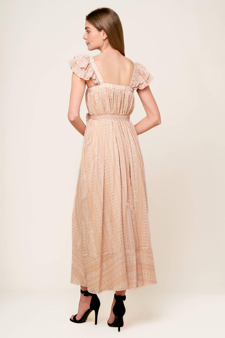 VESTIDO MIDI CON TEJIDO DE CAMPOS DE FROLIC