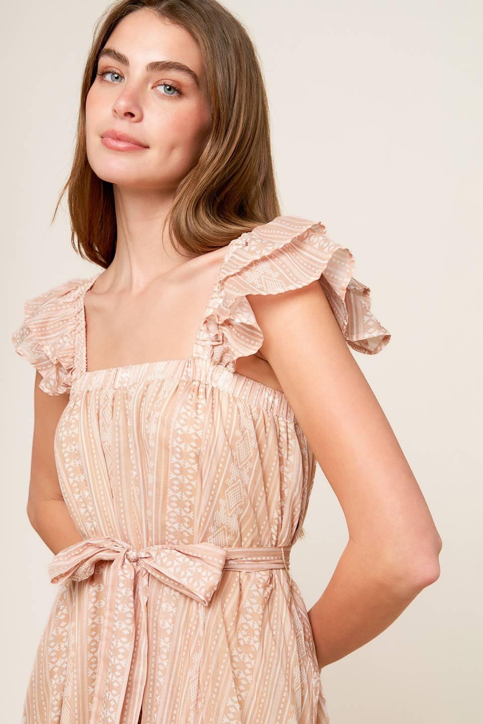 VESTIDO MIDI CON TEJIDO DE CAMPOS DE FROLIC