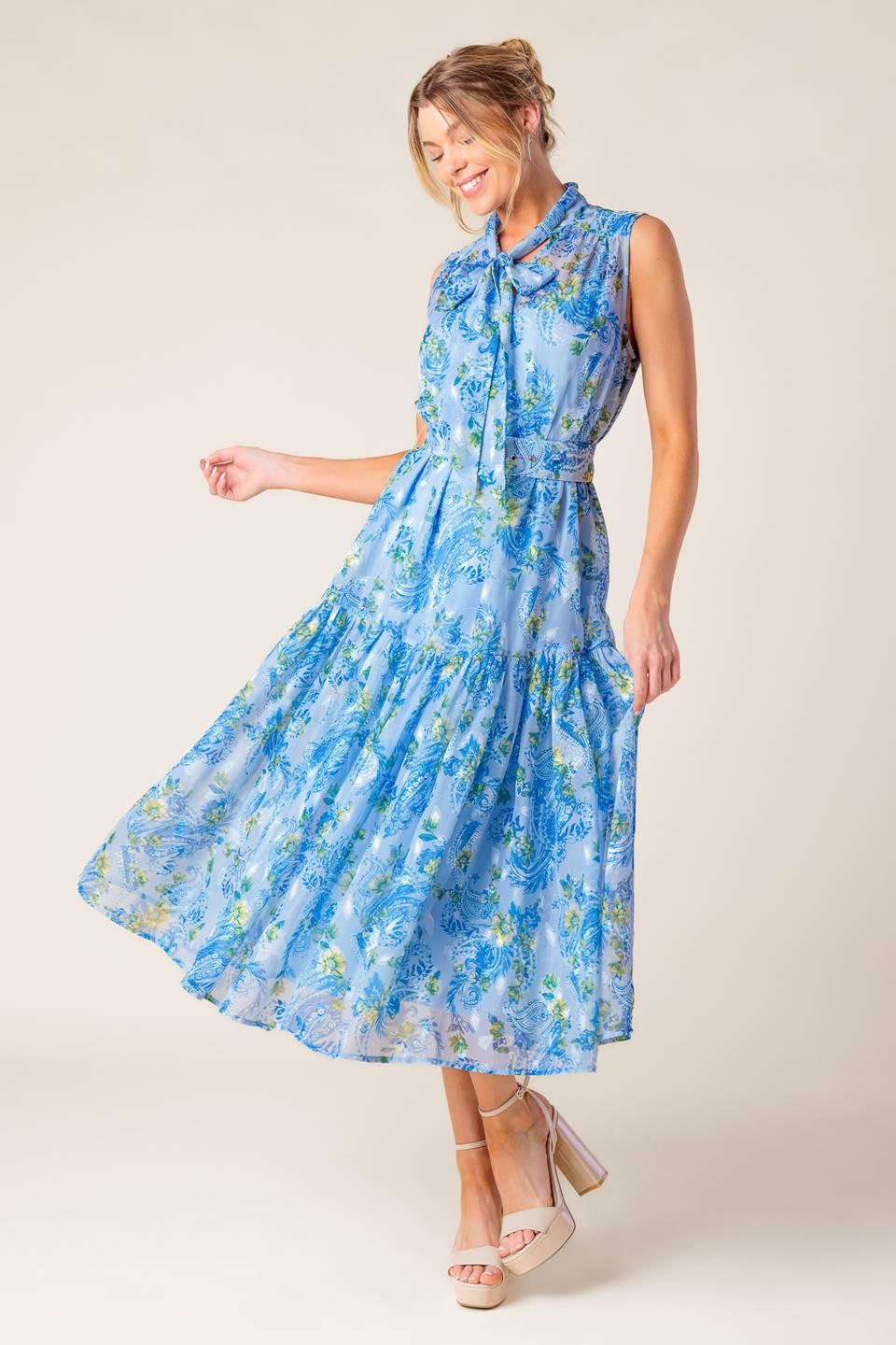 VESTIDO MIDI TEJIDO EVER AFTER AZUL ELÉCTRICO